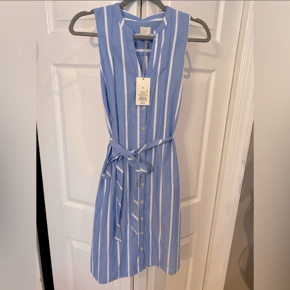 A New Day striped dress blue and white size medium